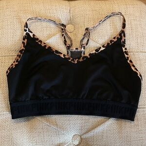 PINK Victoria's Secret Black Bralette with Leopard Accents